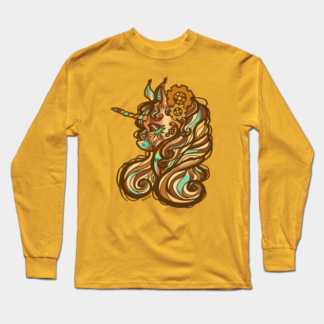 Steampunk Unicorn Long Sleeve T-Shirt by Jan Grackle